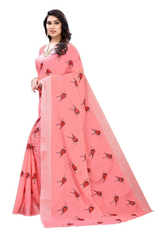 Vamika Peach Chanderi Designer Saree (SERIN PEACH) | Grab2Buy