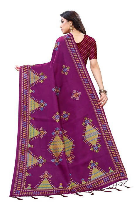 Vamika Wine Red Kalamkari Print With Jhalar Khadi Silk Saree (KITE WINE) | Grab2Buy
