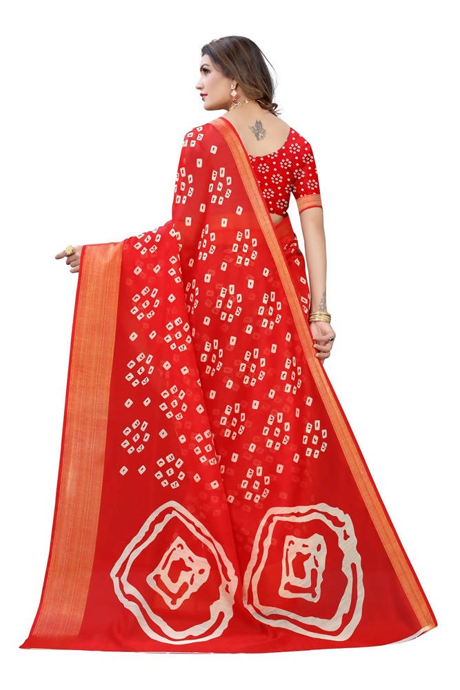 Vamika Red Linen Zari Border Saree | Grab2Buy