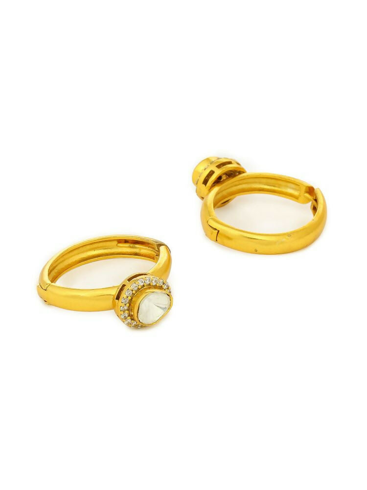 Women's Hoops Kundan Earrings - Ruby Raang | Grab2Buy