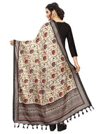 Vamika Flower Printed Black Khadi Bhagalpuri Dupatta | Grab2Buy