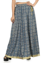 Mominos Fashion Moeza Cotton Grey Printed Lehenga (Lancha) | Grab2Buy