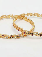 NVR Women Set of 2 Gold Plated CZ Stone Bangle | Grab2Buy