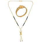 AanyaCentric Gold-Polished Mangalsutra & Ring Set