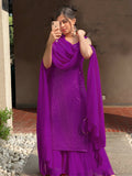 Partywear Designer Purple Georgette Palazzo Suit - Anbazaar | Grab2Buy