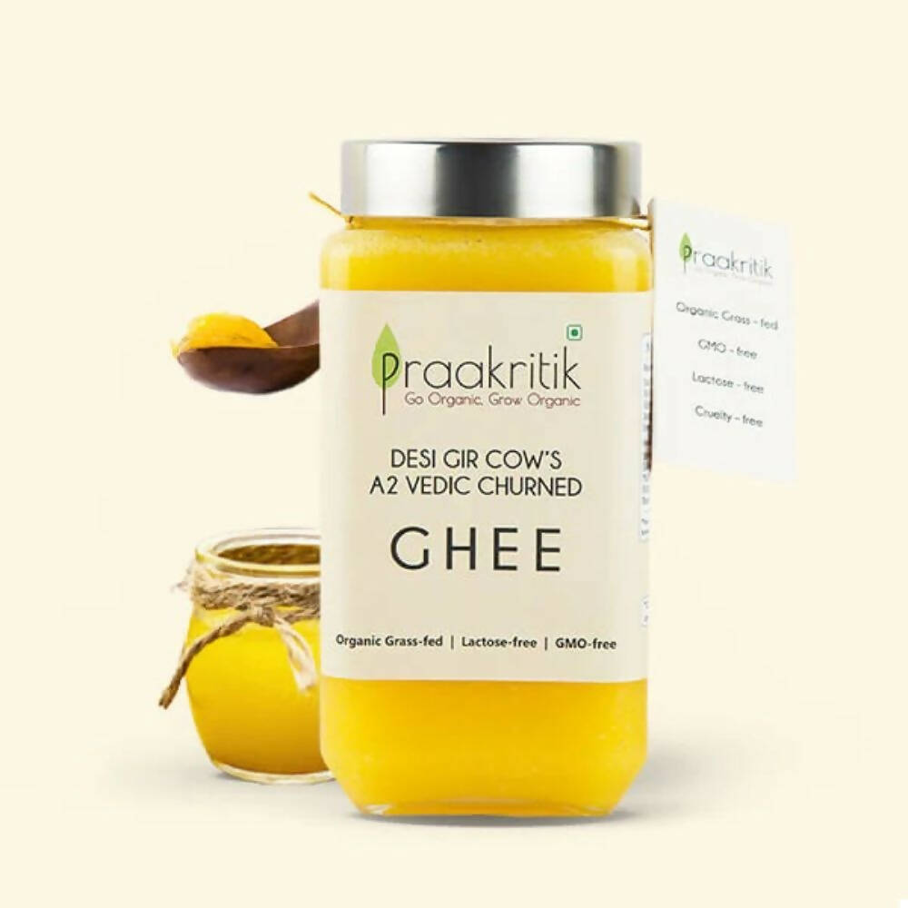 Praakritik Natural Desi Gir Cow A2 Ghee | Organic Grassfed - Vegetarian GMO Free Lactose Free - Cow Ghee | Grab2Buy