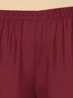 Aniyah Rayon Maroon Color Block Print Flared Slip-On Palazzo (AN-183K) | Grab2Buy