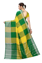 Vamika Yellow Cotton Silk Weaving Saree (Gamma Checks Yellow) | Grab2Buy