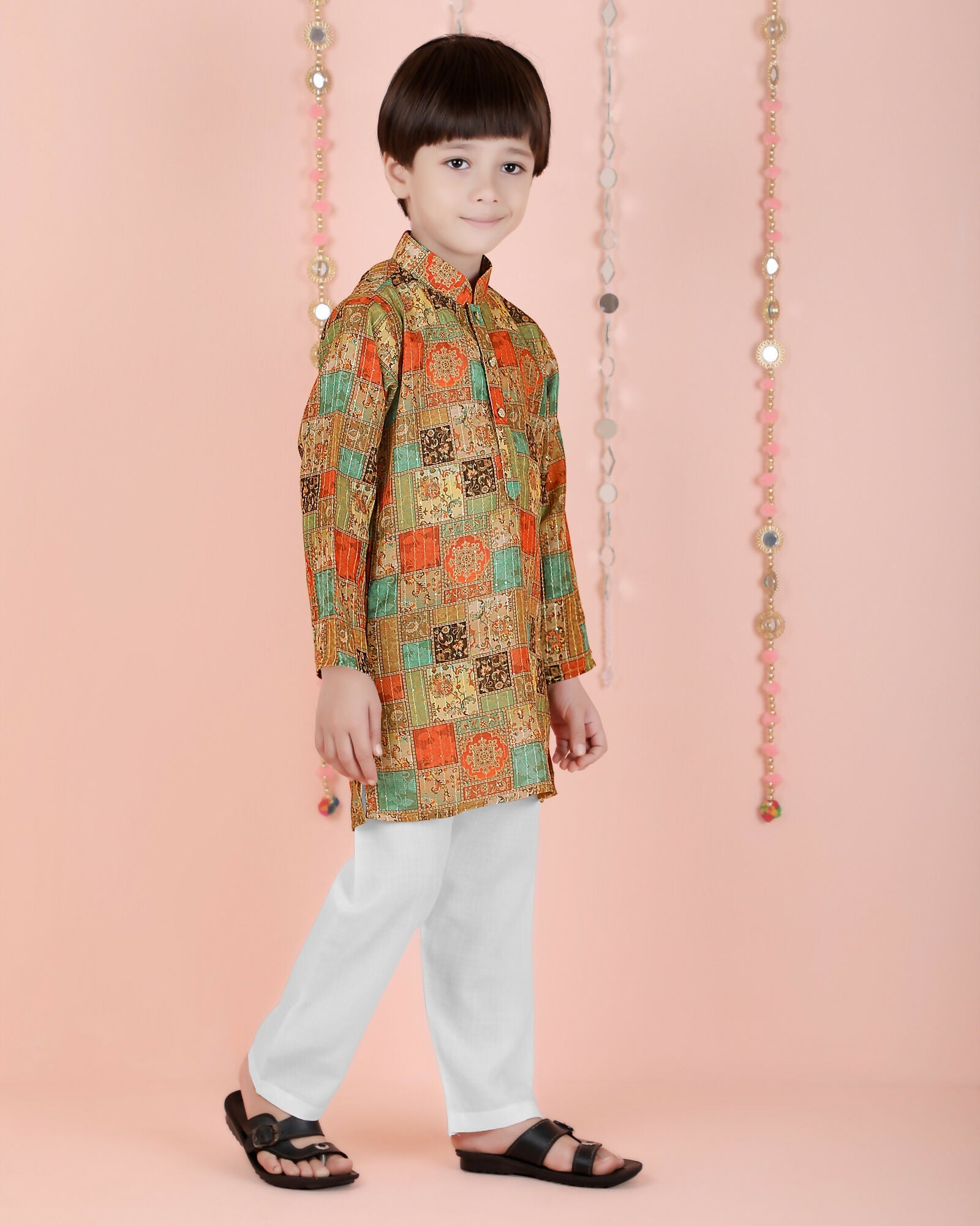 Joban Fashion Kids Island Cotton Full Sleeves Printed Kurta and Pyjama- Multi | Grab2Buy
