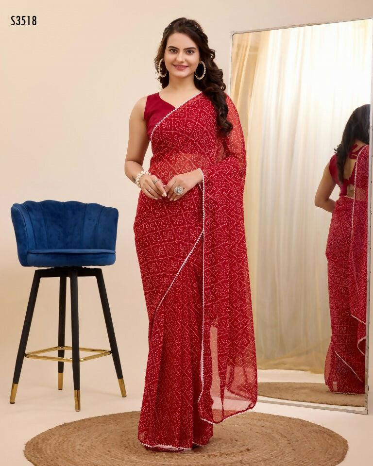 Maroon Georgette Designer Printed Ready To Wear Saree - Ibiza | Grab2Buy