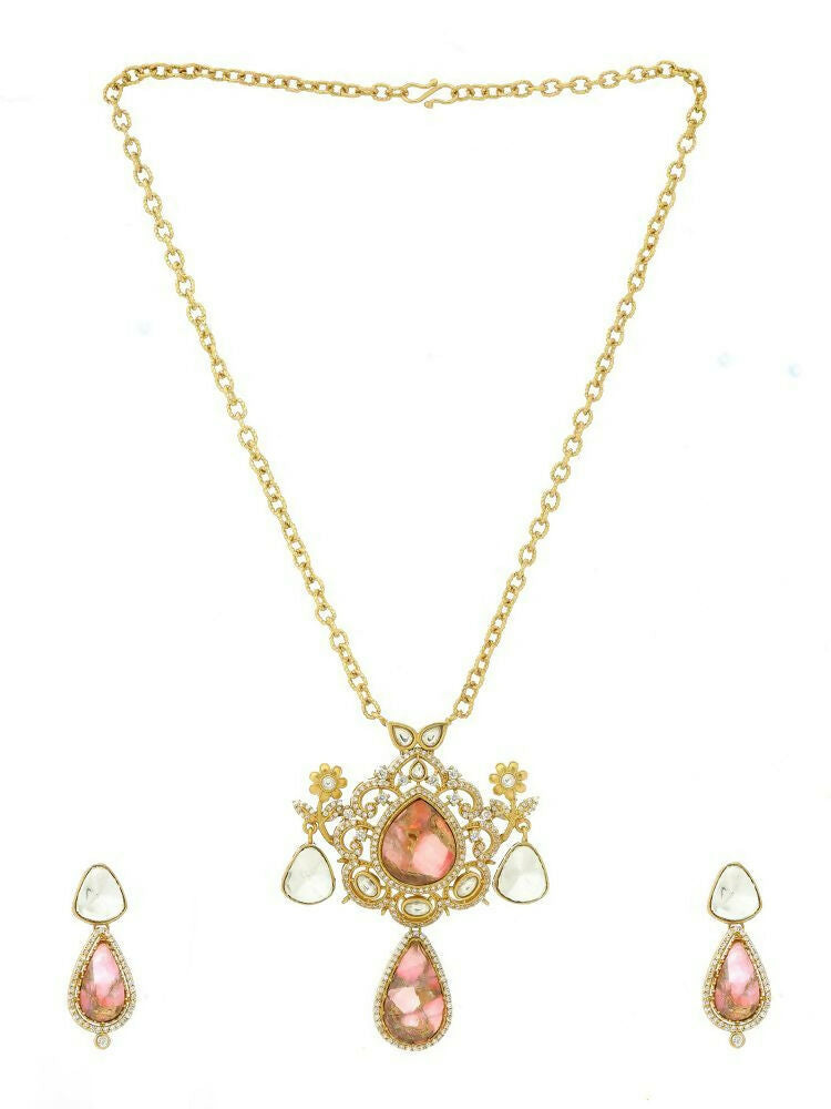 Glass Kundan Gold plated Long Earrings - Ruby Raang | Grab2Buy