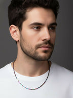 NVR Men's Handcrafted Multicolour Rhodium Plated Chain | Grab2Buy