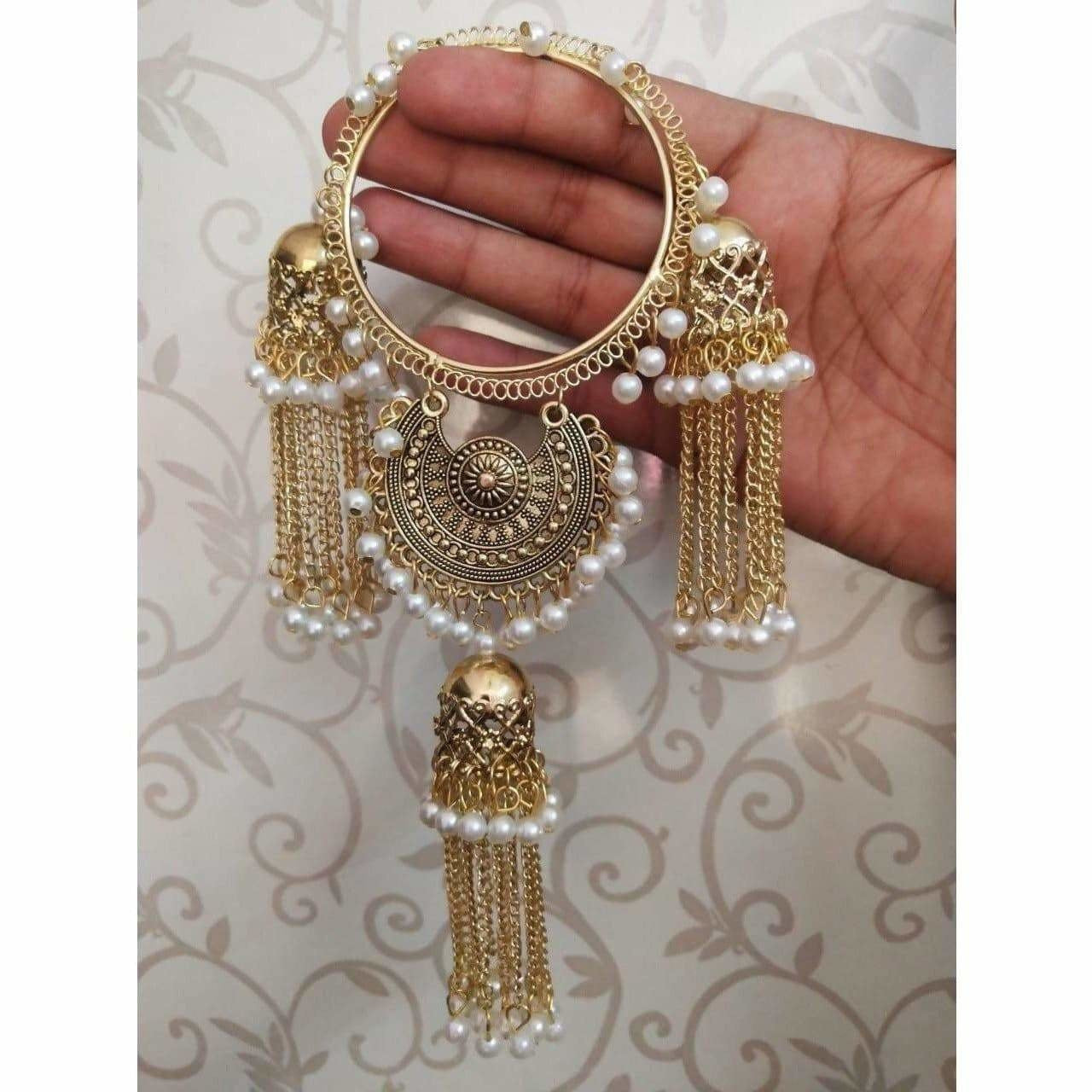 MS Fashion India Bridal Latkan Gold Color Bangles With White Pearls | Grab2Buy