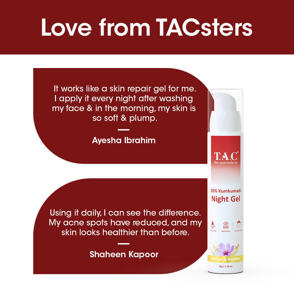 TAC - The Ayurveda Co. 10% Kumkumadi Night Gel for Glowing Skin | Grab2Buy