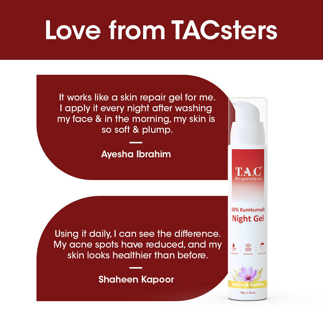 TAC - The Ayurveda Co. 10% Kumkumadi Night Gel for Glowing Skin | Grab2Buy