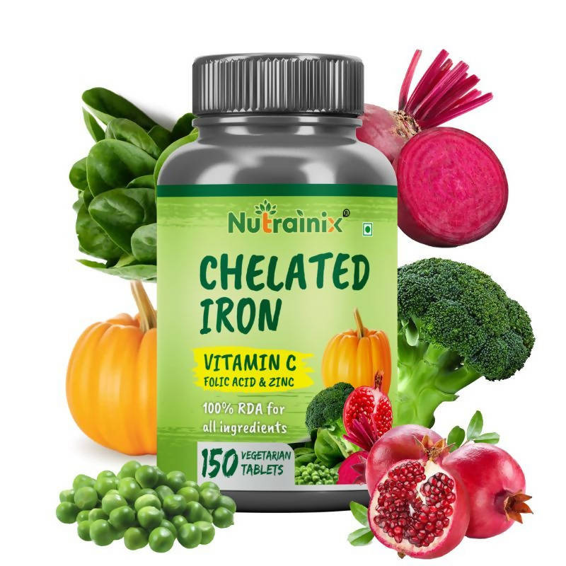 Nutrainix Chelated Iron Vitamin C Folic Acid & Zinc Tablets | Grab2Buy