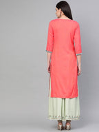 Yufta Women Pink Quirky Embroidered Straight Kurta | Grab2Buy