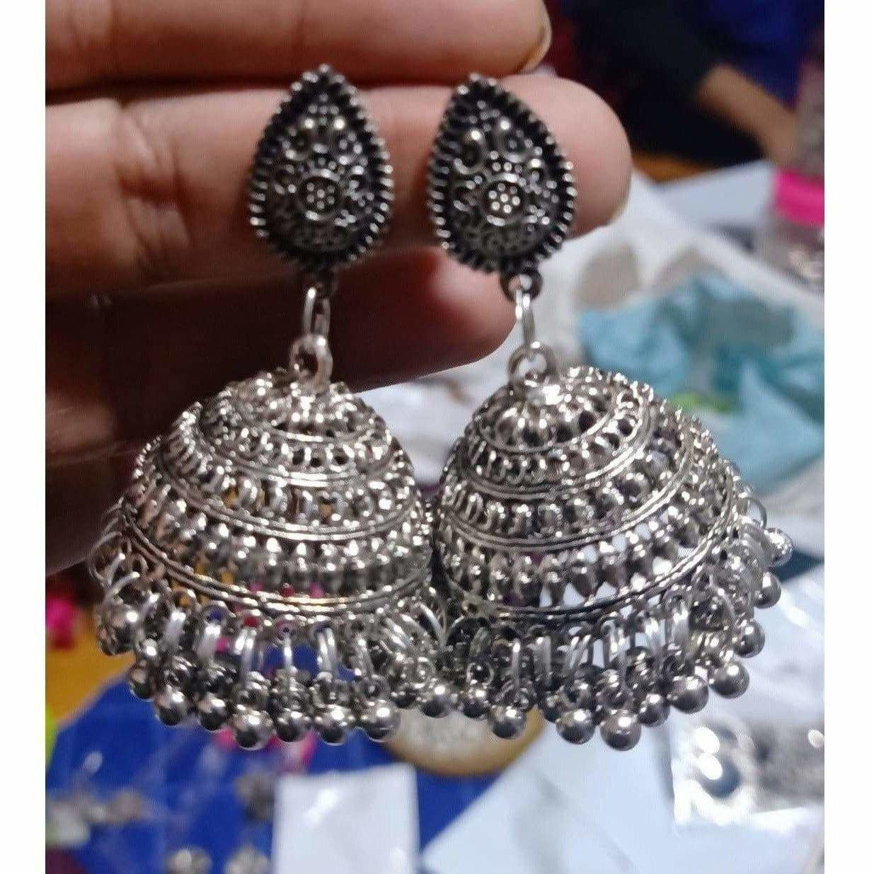 MS Fashion India Silver Jhumka Earrings For Women | Grab2Buy