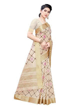 Vamika Weaving Cream Cotton Polyester Silk Saree (KERALA CHECKS) | Grab2Buy