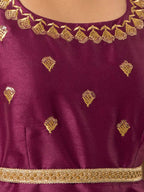 Indya Women Wine-Colored Embroidered Belted Peplum Layered Kurta | Grab2Buy
