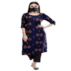 Lagi Women's Blue Printed Straight Kurta & Pant (MC38B) | Grab2Buy