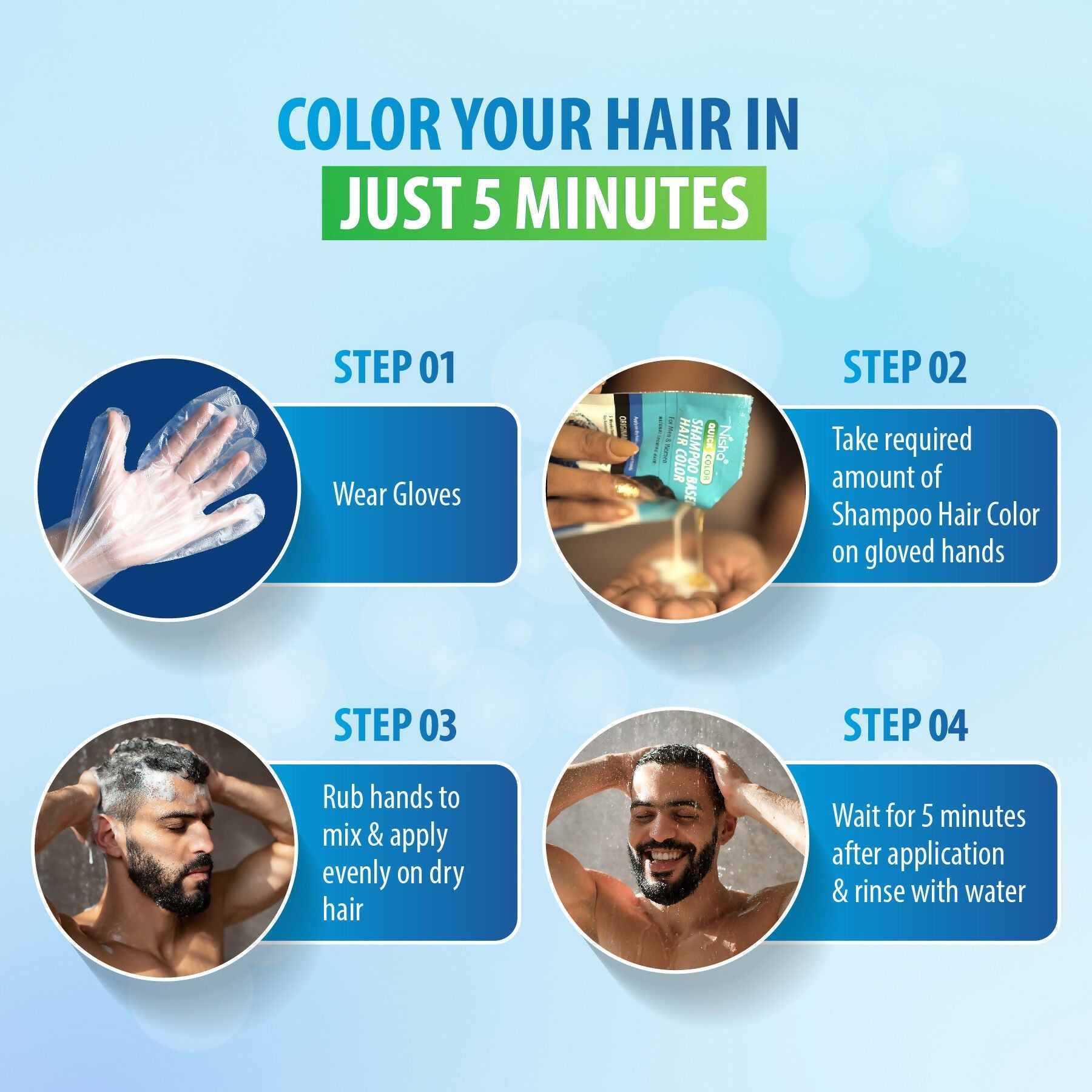 Nisha Quick Color Shampoo Hair Color-Original Black | Grab2Buy