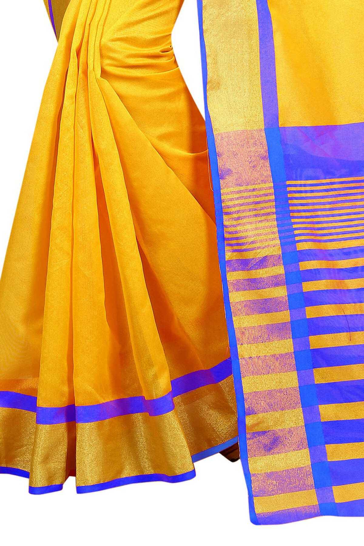 Vamika Yellow Cotton Silk Weaving Saree (MASTANI ROYAL BLUE) | Grab2Buy