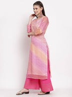 Myshka Women's Trendy Multi Cotton Printed 3/4 Sleeve Round Neck Casual Kurta | Grab2Buy