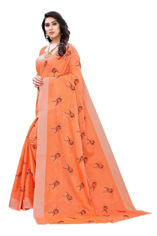 Vamika Orange Chanderi Designer Saree (SERIN ORANGE) | Grab2Buy