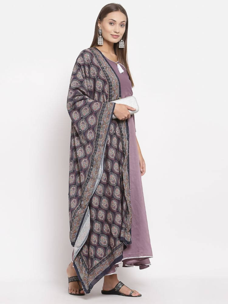 Myshka Women's Green Cotton Solid 3/4 Sleeve Round Neck Casual Kurta Dupatta Set | Grab2Buy