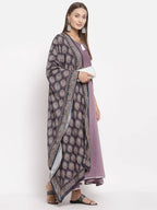 Myshka Women's Green Cotton Solid 3/4 Sleeve Round Neck Casual Kurta Dupatta Set | Grab2Buy