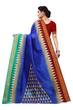 Vamika Blue & Brown Linen Jari Border Saree (GUNJAN BLUE) | Grab2Buy