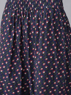 Yufta Women Navy Blue & Pink Ethnic Motifs Printed Pure Cotton Kurta with Trouser | Grab2Buy