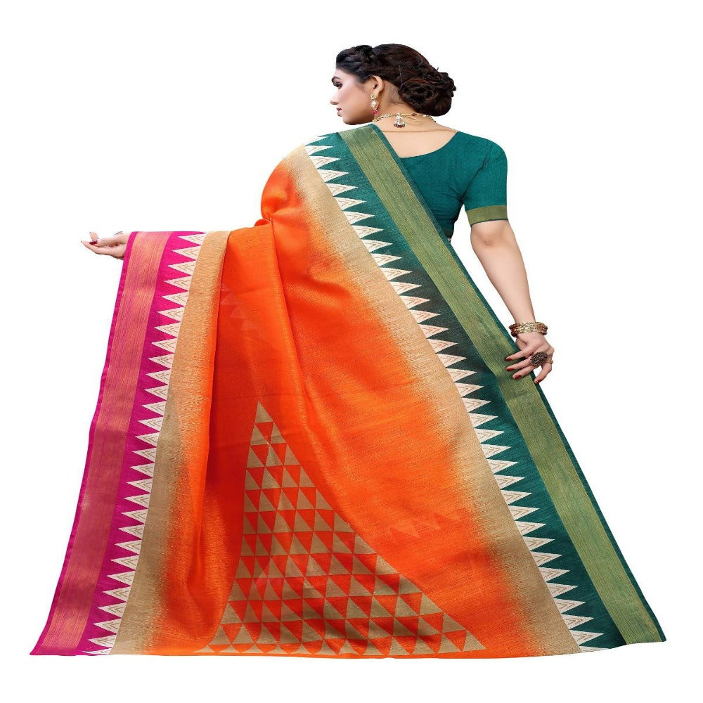 Vamika Orange Linen Jari Border Saree (GUNJAN Orange) | Grab2Buy
