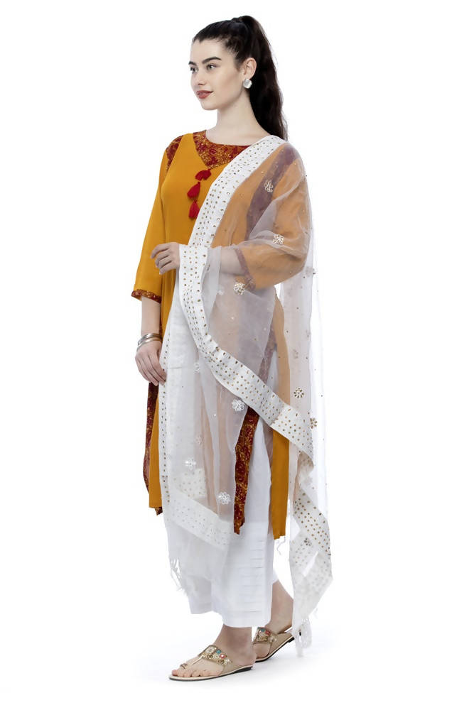 Mominos Fashion White Orgenza Nug Embroidery Dupatta | Grab2Buy