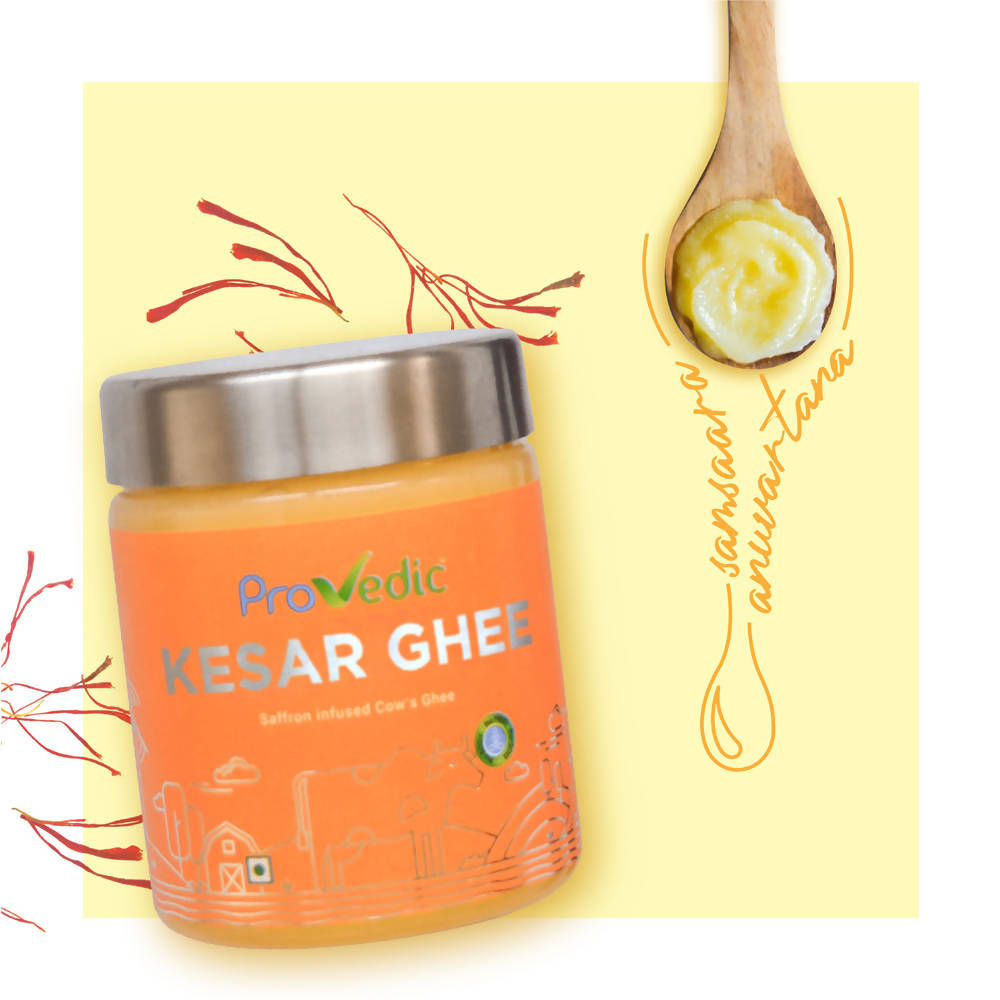 ProVedic Kesar Ghee | Indian Hallikar Cow Ghee, Pure A2 Ghee, Natural & Healthy, Non-GMO | Bilona Method | Traditional Curd-Churned |Pure, Natural & Healthy | Glass Jar | | Grab2Buy
