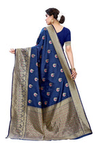 Vamika Banarasi Jacquard Weaving Blue Saree (Siri Blue) | Grab2Buy
