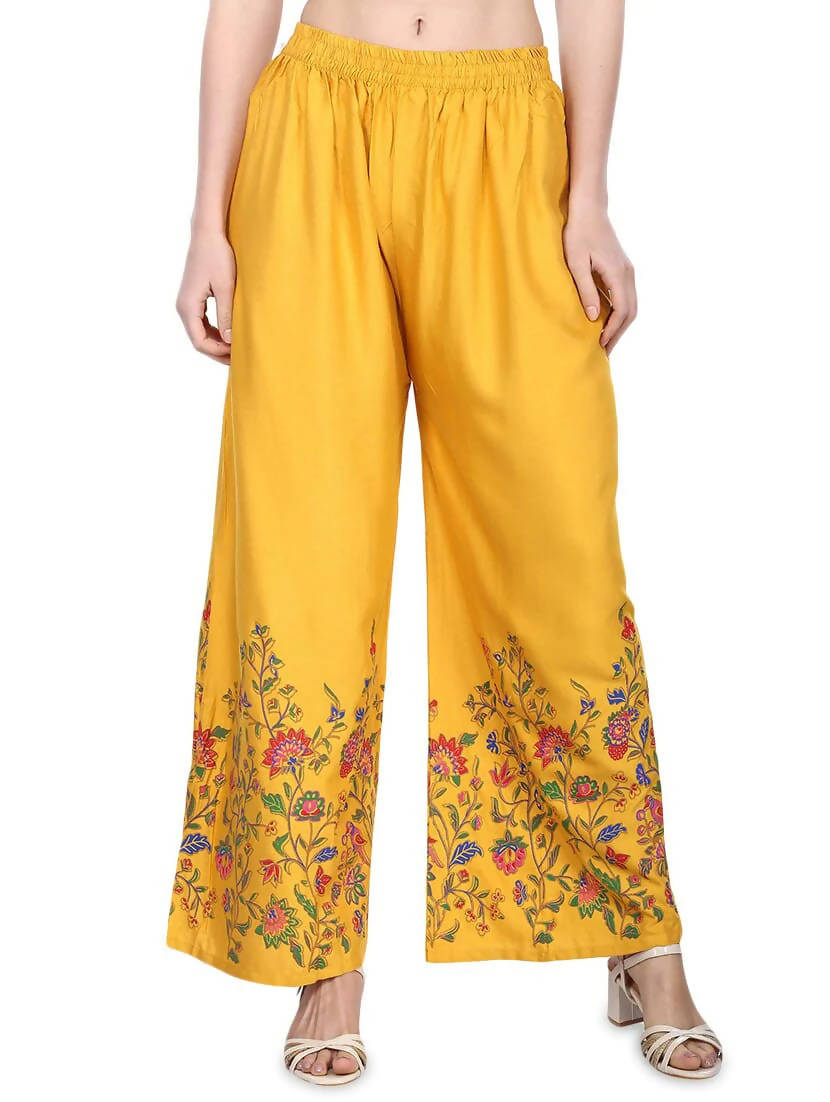 Mominos Fashion Mustard Floral Design Palazzo | Grab2Buy