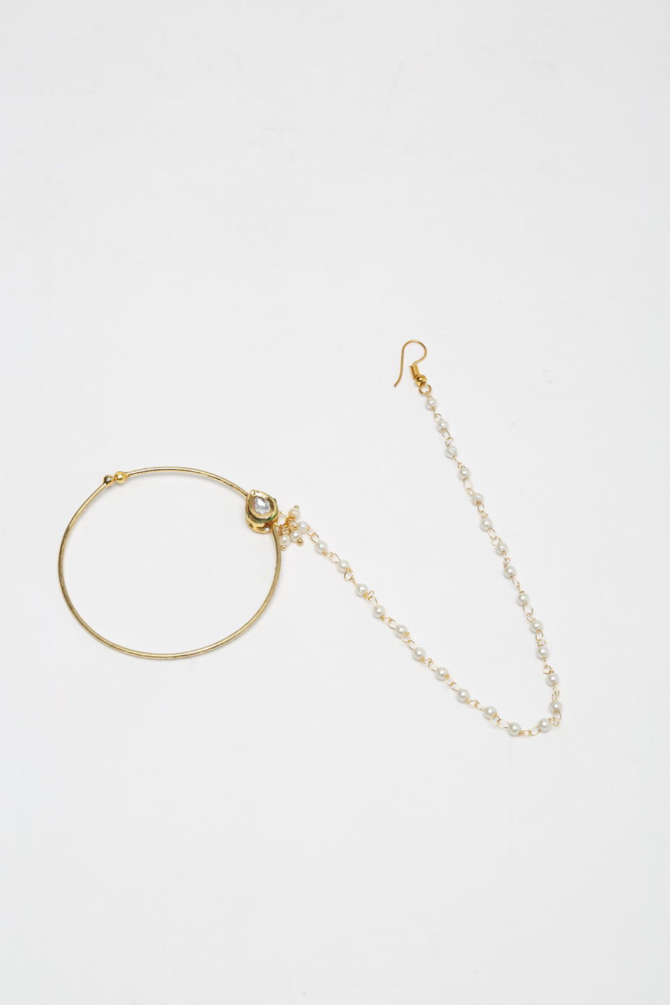 Gold-Polished Tear Drop Kundan Nose Ring - Ruby Raang | Grab2Buy