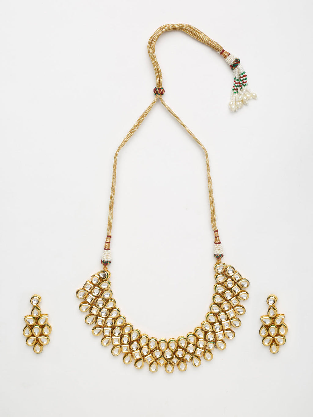 Kundan Neckpiece With Earrings - Ruby Raang | Grab2Buy