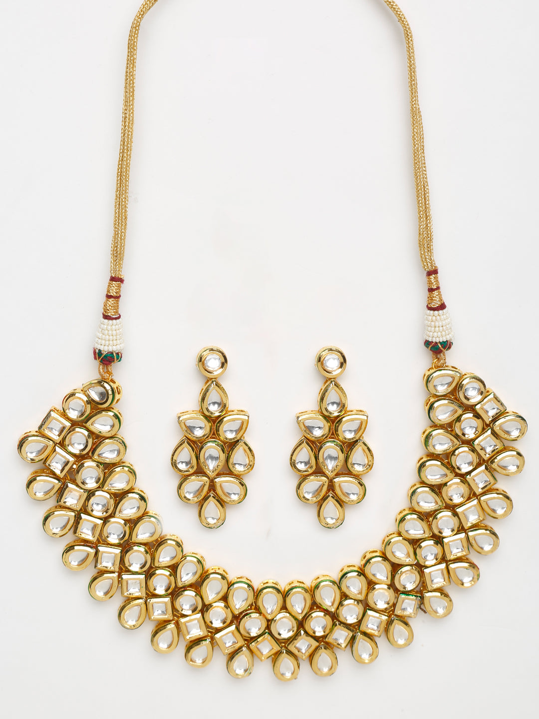 Kundan Neckpiece With Earrings - Ruby Raang | Grab2Buy