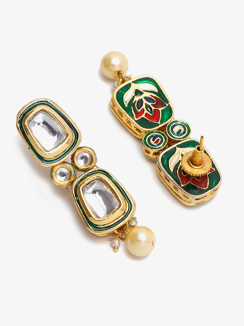 White Gold Toned Meenakari Kundan Choker With Earrings - Ruby Raang | Grab2Buy