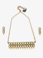 White Gold Toned Meenakari Kundan Choker With Earrings - Ruby Raang | Grab2Buy