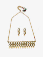 White Gold Toned Meenakari Kundan Choker With Earrings - Ruby Raang | Grab2Buy