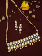 White Gold Toned Meenakari Kundan Choker With Earrings - Ruby Raang | Grab2Buy