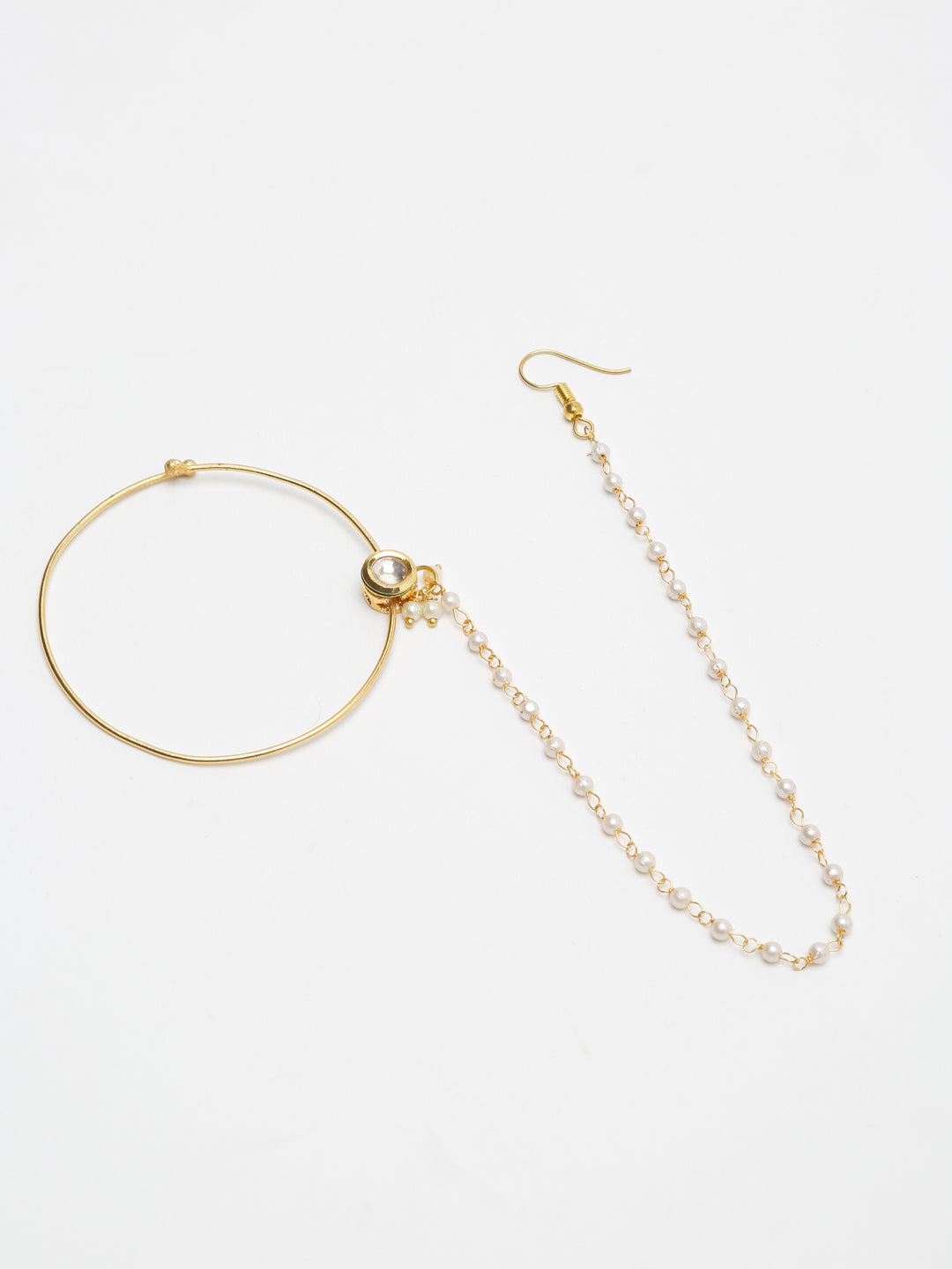 Gold-Polished Kundan Nose Ring - Ruby Raang | Grab2Buy