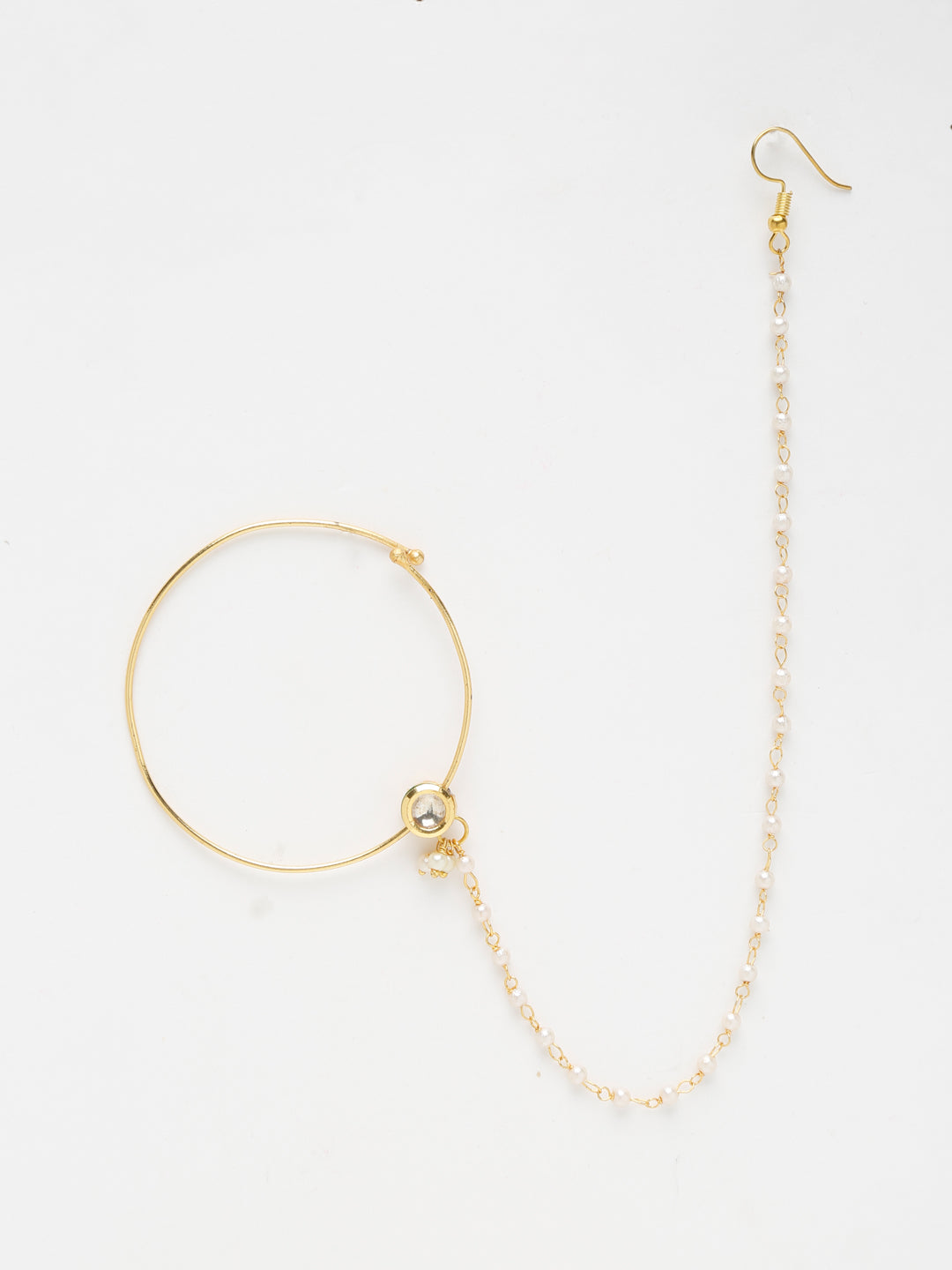 Gold-Polished Kundan Nose Ring - Ruby Raang | Grab2Buy