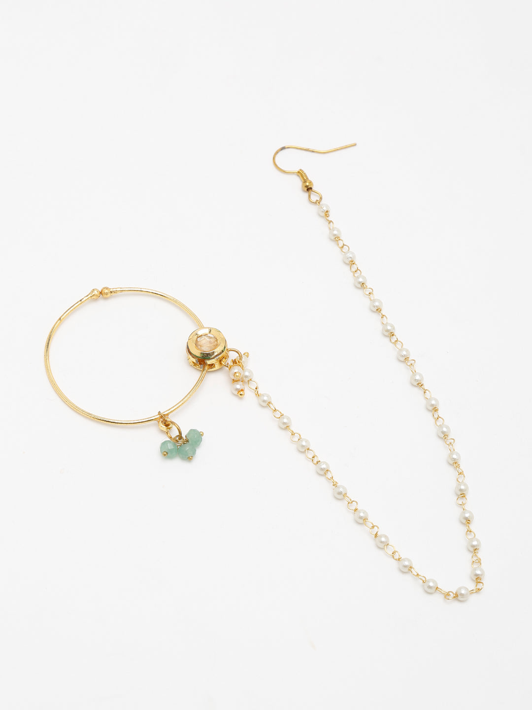 Gold-Polished Kundan Nose Ring - Ruby Raang | Grab2Buy