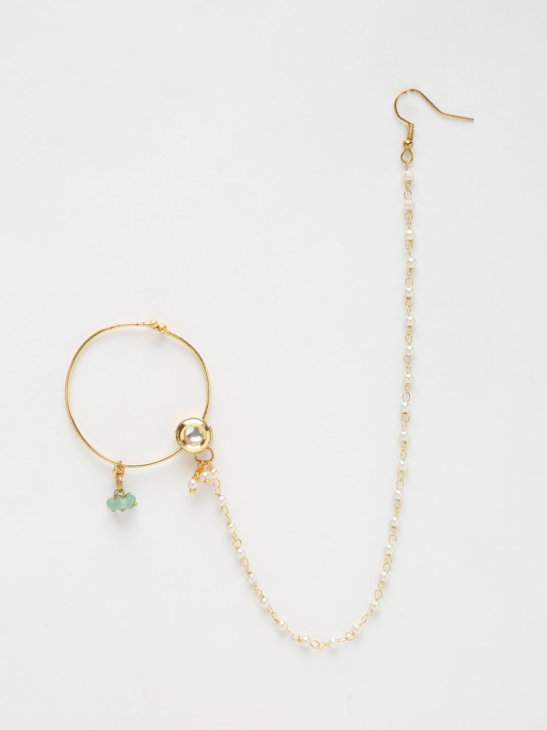 Gold-Polished Kundan Nose Ring - Ruby Raang | Grab2Buy