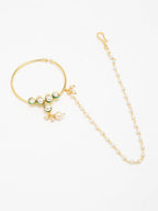 Gold-Polished Kundan Nose Ring - Ruby Raang | Grab2Buy